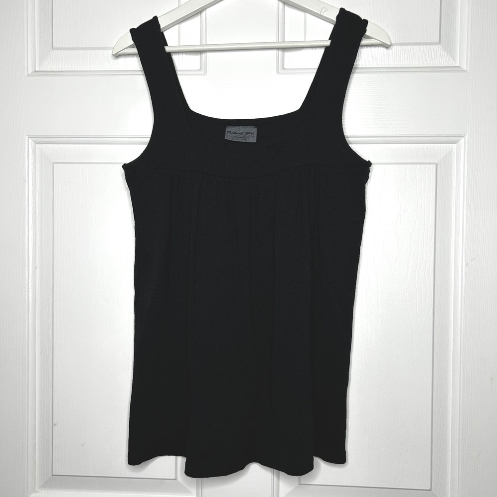Michael Stars Black Tank Top Square Neck One Size Fits All Knit Sleeveless
